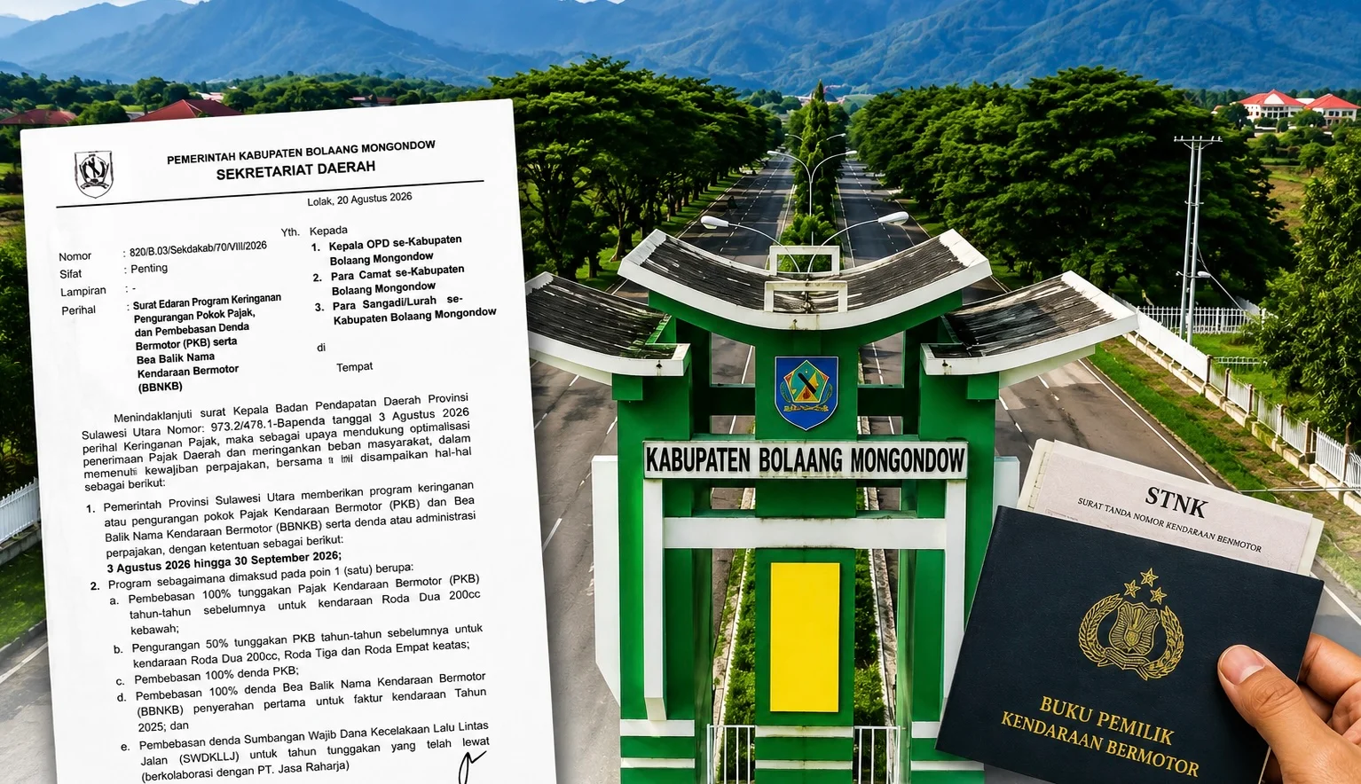 Pemkab Bolmong Dorong Warga Manfaatkan Keringanan Pajak Kendaraan
